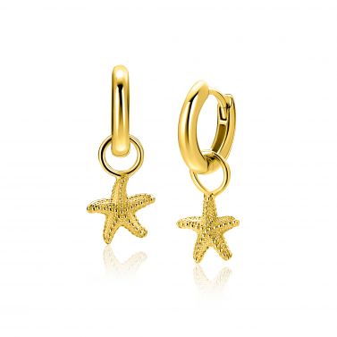 8mm ZINZI gold plated zilveren oorbedels zeester ZICH2731 (zonder oorringen)