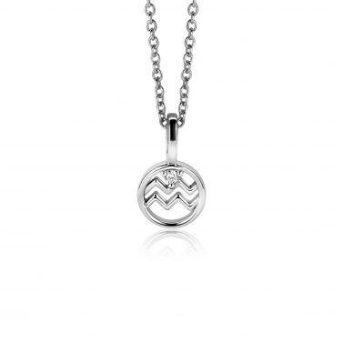 9mm ZINZI zilveren Waterman sterrenbeeldhanger bezet met witte zirconia ZIH-WAT (zonder collier)