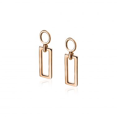 ZINZI zilveren oorbedels rosé verguld open rechthoek 14mm ZICH1692R (zonder oorringen)