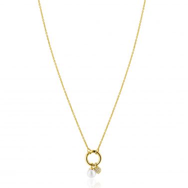 ZINZI gold plated zilveren ketting met ronde sluitring en twee luxe bedels 42-45cm ZIC2738