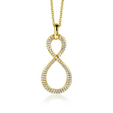 35mm ZINZI gold plated zilveren hanger Infinity bezet met witte zirconia's ZIH2570Y (zonder collier)