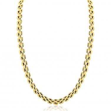 ZINZI gold plated zilveren brede rolex-style schakel-collier 8mm breed 43cm ZIC2764G