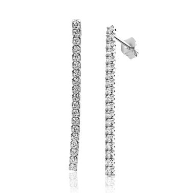 40mm ZINZI zilveren tennis oorstekers met rijzetting witte zirconia's ZIO2795