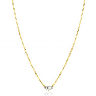 ZINZI gold plated zilveren ketting 42–45cm met piramide vorm, bezet met witte zirkonia’s ZIC2723Y