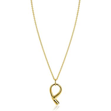 ZINZI goldplated zilveren ketting 45cm met grote sierlijke hanger 40mm ZIC2786G