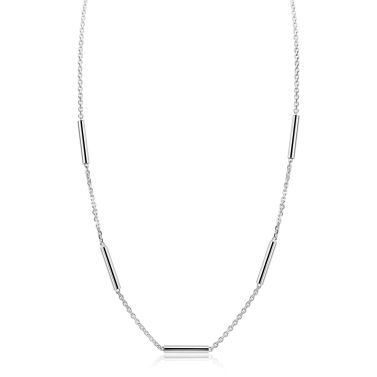 ZINZI zilveren schakelketting 45cm met vijf gladde ronde staafjes ZIC2800