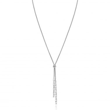 ZINZI zilveren Y-collier 43–46cm met popcorn schakel en twee bungelende kettinkjes ZIC2710