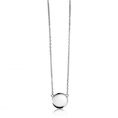 Zinzi zilveren ketting 43cm met rond plaatje 15mm om te graveren ZIC2345
