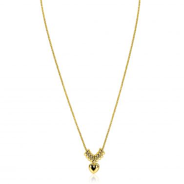 ZINZI gold plated zilveren ketting 42-45cm met hart en 8 glanzende donuts ZIC2760