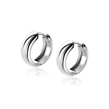 13,5mm ZINZI zilveren gladde oorringen met brede ronde buis 5mm met luxe klapsluiting ZIO2791