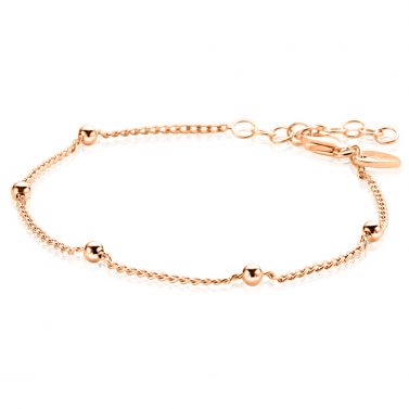 ZINZI rosé plated zilveren gourmet schakelarmband met vijf glanzende bolletjes (3mm breed) ZIA2714RA