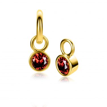 JANUARI oorbedels gold plated met geboortesteen rood granaat zirconia (excl. oorringen)
