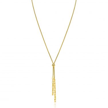 ZINZI gold plated zilveren Y-collier 43–46cm met popcorn schakel en twee bungelende kettinkjes ZIC2710G