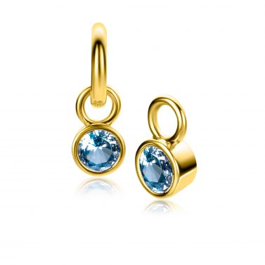 DECEMBER oorbedels gold plated met geboortesteen blauw topaas zirconia (excl. oorringen)

