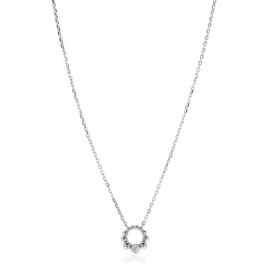 ZINZI zilveren ketting 45cm met speelse ronde bolletjeshanger en witte zirkonia's ZIC2817
