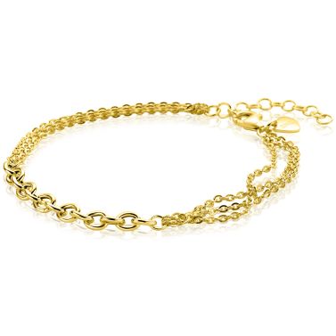 ZINZI goldplated zilveren multi schakelarmband met jasseron schakels ZIA2781G