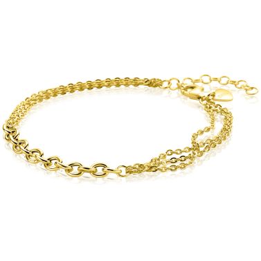 ZINZI goldplated zilveren multi schakelarmband met jasseron schakels ZIA2781G