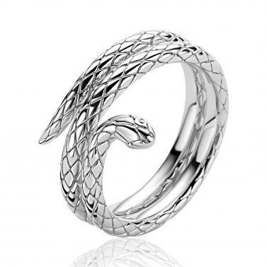 ZINZI zilveren multi-look ring (14mm breed) met slang ZIR2721
