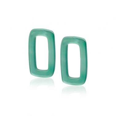 ZINZI oorbedels rechthoek 16mm groen agaat ZICH2226 (zonder oorringen)