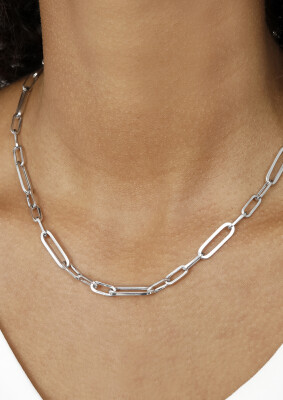 ZINZI zilveren ketting 45cm met ovale closed for ever schakels 6mm breed ZIC1990