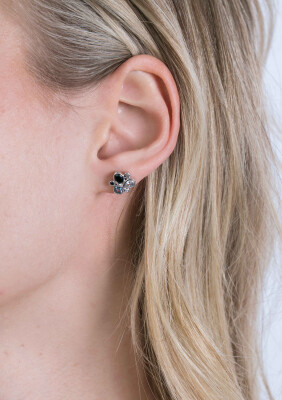 ZINZI zilveren fantasie oorknoppen 10 mm diverse vormen blauw zwart wit ZIO2120