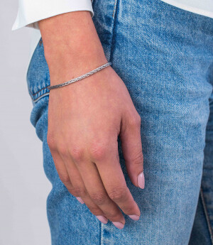 ZINZI zilveren schakelarmband palmier massief 3mm breed 18,5cm ZIA1912