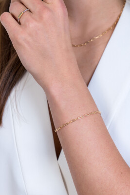 ZINZI zilveren armband 14K geel verguld 2,5mm paperclip schakel ZIA2150G