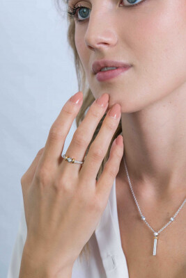 ZINZI zilveren luxe bicolor ring met ruit witte zirconia's ZIR2121