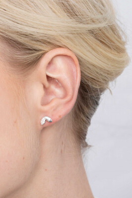 ZINZI zilveren oorknoppen 6mm blaadjes wit ZIO2088