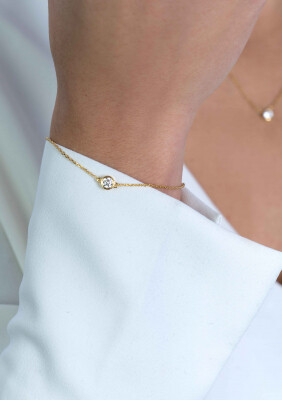 ZINZI zilveren armband 14K geel verguld rond wit ZIA1393Y
