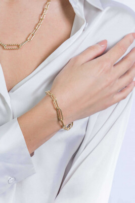 ZINZI zilveren armband 14K geelverguld ovale schakels bewerkt 19,5cm ZIA2097G