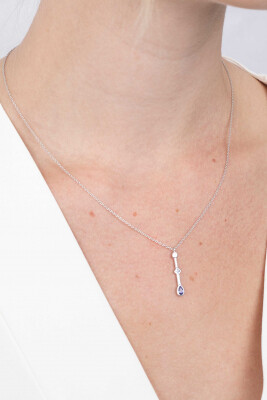 ZINZI zilveren ketting met staafhanger rond driehoek druppel blauw 40-45cm ZIC2091