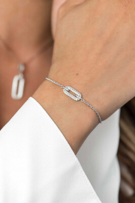 ZINZI zilveren luxueuze armband ovaal wit ZIA1894
