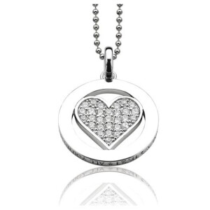 ZINZI zilveren hanger hart wit 25mm LOVEH03