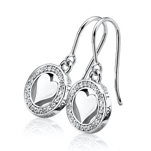ZINZI zilveren oorhangers 10mm wit LOVEO01H