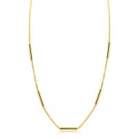 ZINZI gold plated zilveren schakelketting 45cm met vijf gladde ronde staafjes ZIC2800G