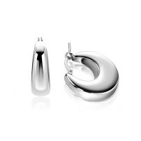 22mm ZINZI zilveren oorringen met brede buis (7mm) en rond aflopend, handige bovensluiting ZIO2751