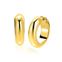 28mm ZINZI gold plated zilveren oorringen met brede buis (8mm) en rond model, handige bovensluiting ZIO2749G