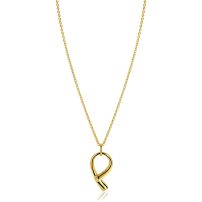 ZINZI goldplated zilveren ketting 45cm met grote sierlijke hanger 40mm ZIC2786G
