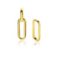20mm ZINZI gold plated zilveren oorbedels open ovale vorm glad ZICH2415G (zonder oorringen)