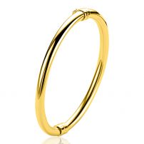 ZINZI gold plated zilveren bangle armband glad 5mm ronde buis en luxe scharniersluiting ZIA2754G
