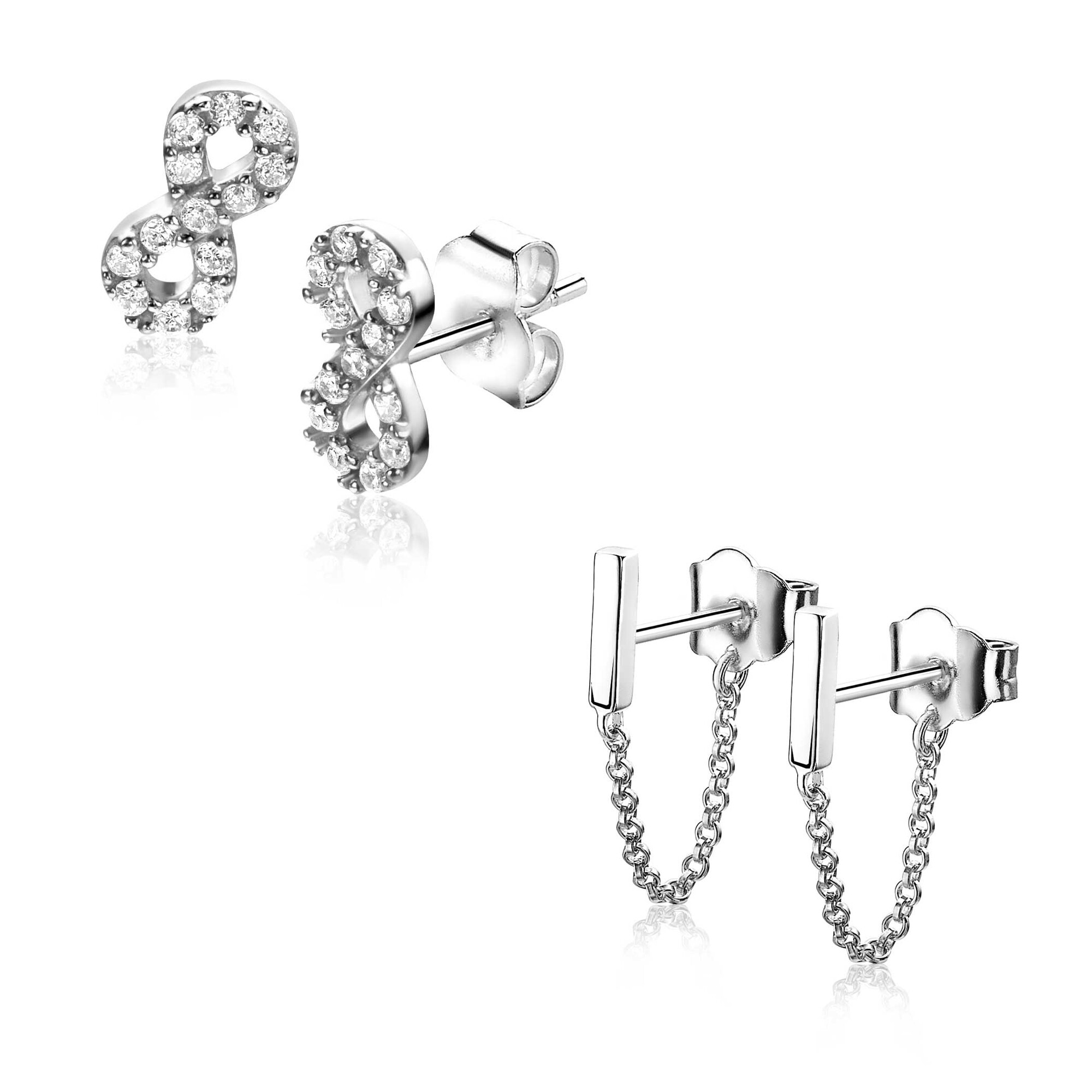 Xmas Giftset: Twee paar zilveren oorsieraden, perfect op elkaar afgestemd in één feestelijke set (ZIO2597 en ZIO1688) GIFTSET14