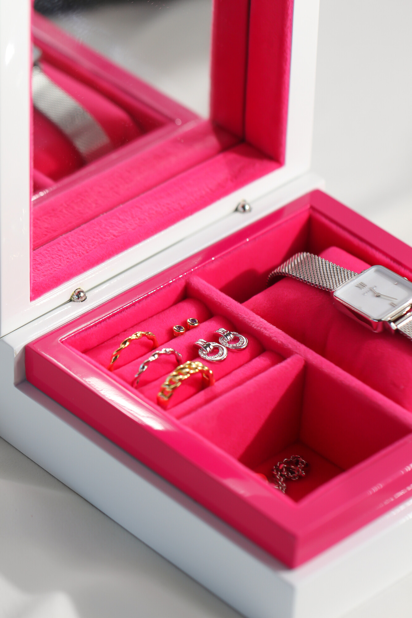 ZINZI sieradendoos wit roze velours JEWELBOX
