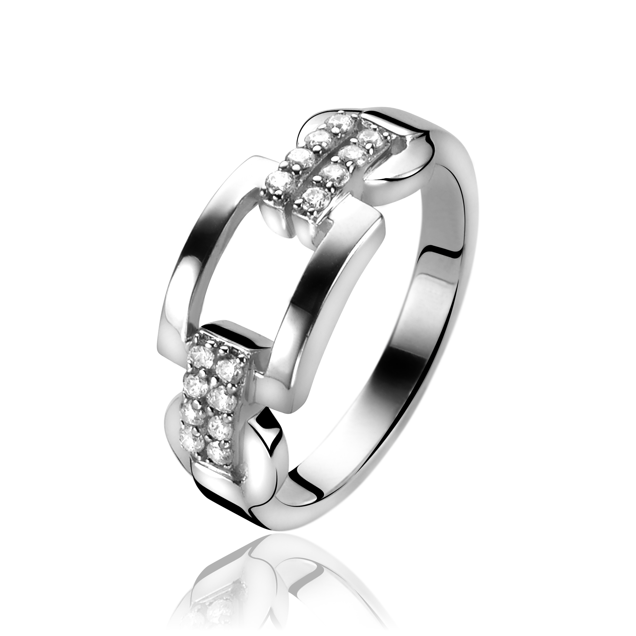 Mart Visser by ZINZI zilveren ring schakel glad MVR4C