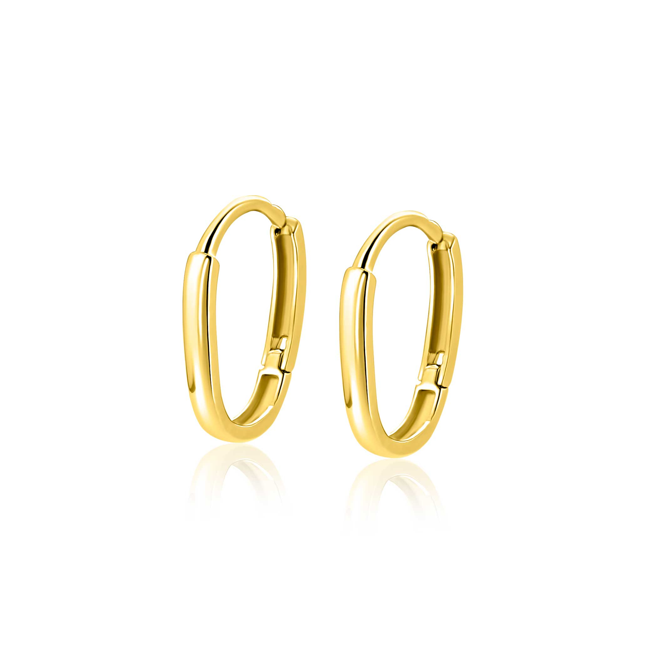 13mm ZINZI Gold 14 krt gouden oorringen ovaal model met luxe klapsluiting 13mm x 1,9mm ZGO565
