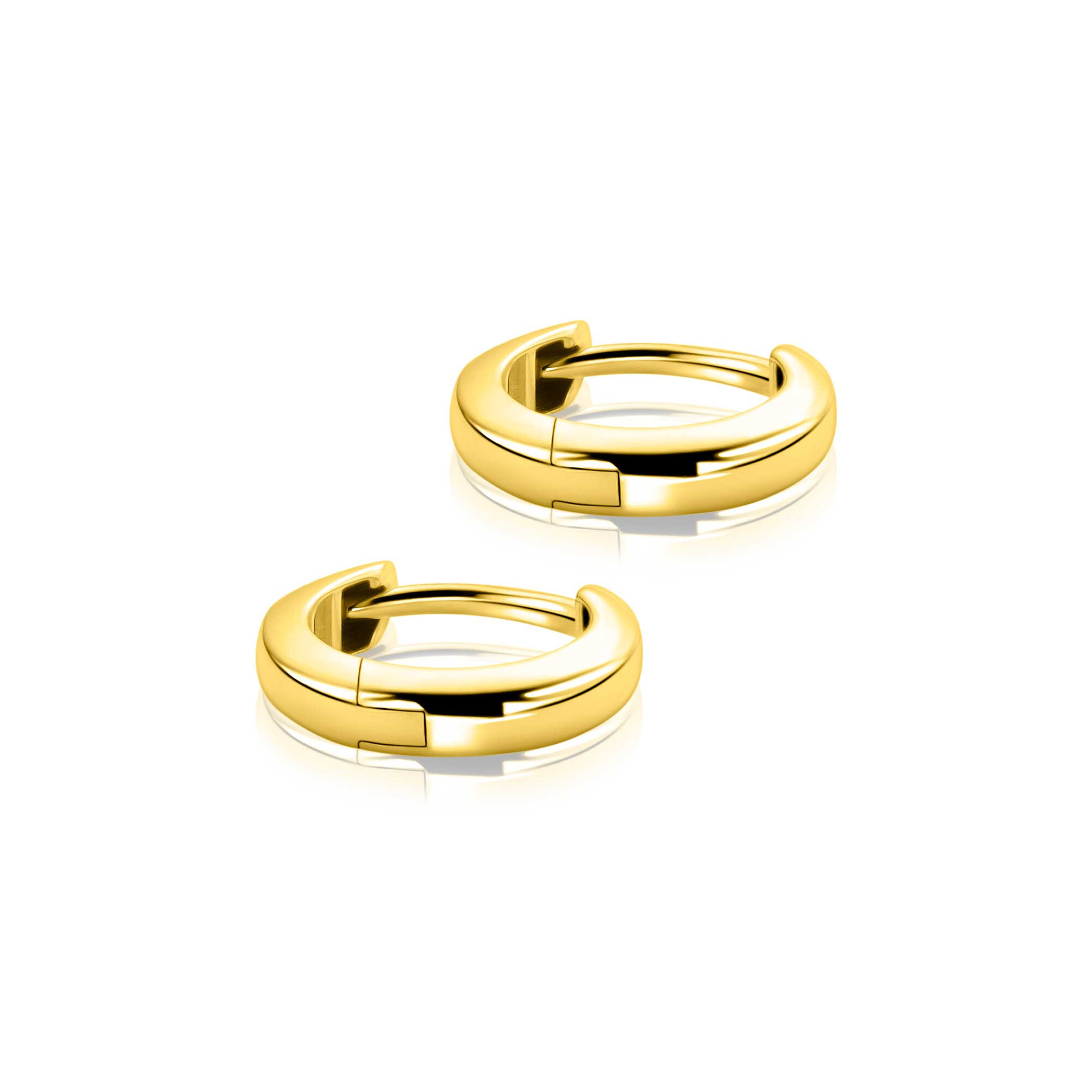 12mm ZINZI Gold 14 krt gouden oorringen met luxe klapsluiting 3mm brede buis ZGO567
