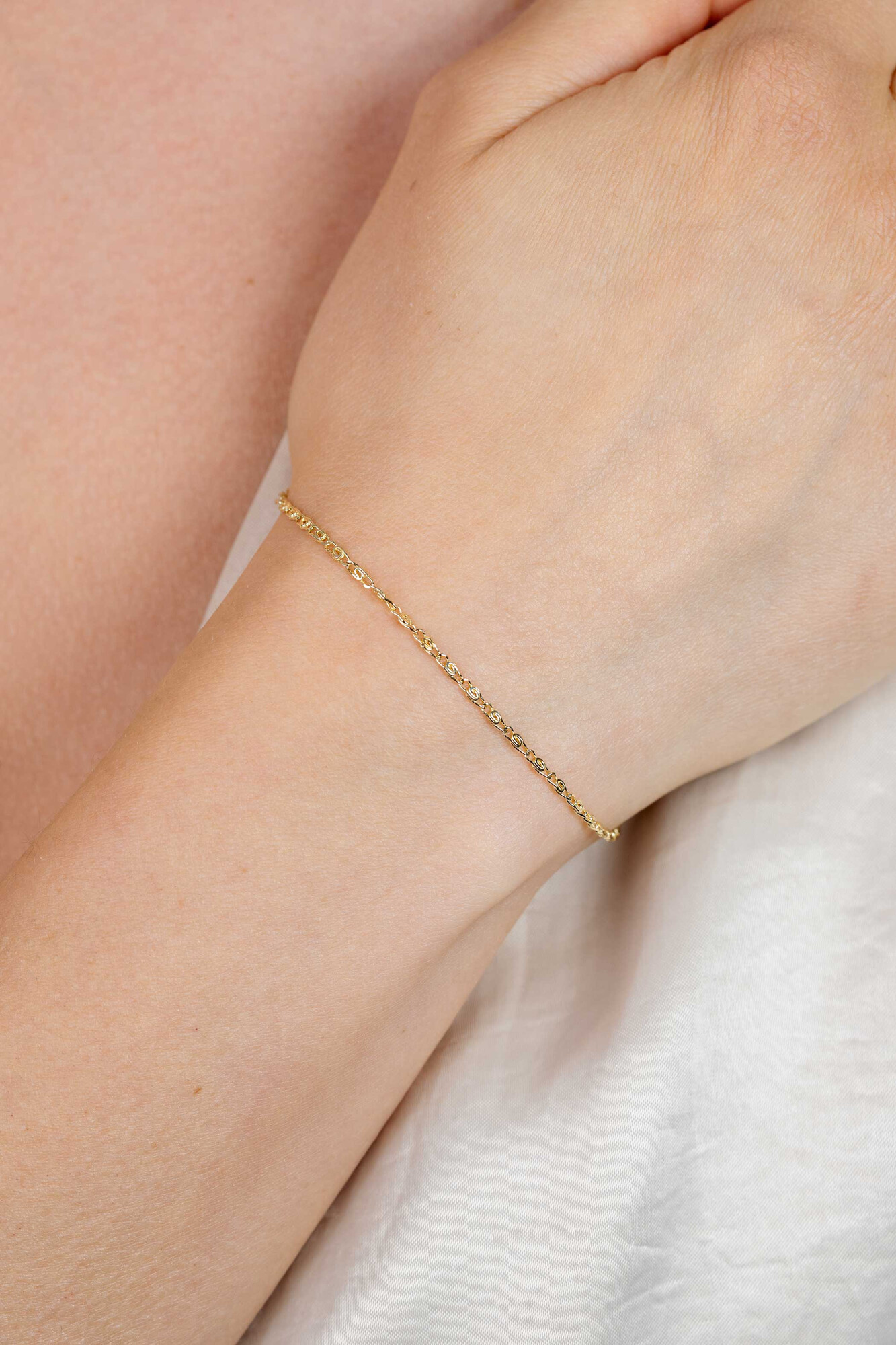 ZINZI Gold 14 karaat gouden fantasie schakel-armband 1,6mm breed ZGA295