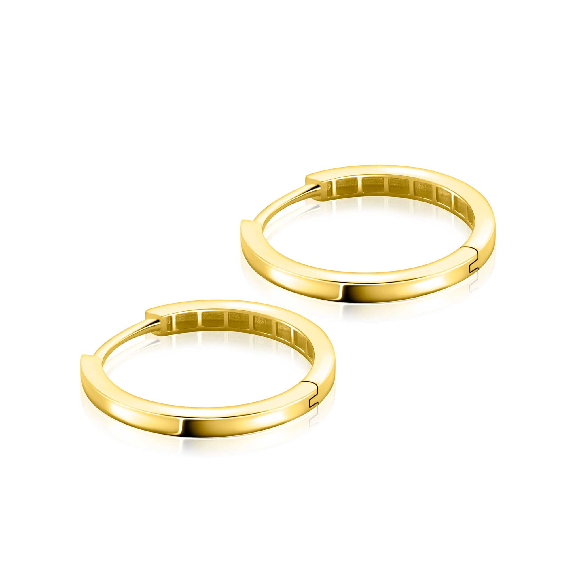 19mm ZINZI Gold 14 krt gouden oorringen met luxe klapsluiting 2mm vierkante buis ZGO573
