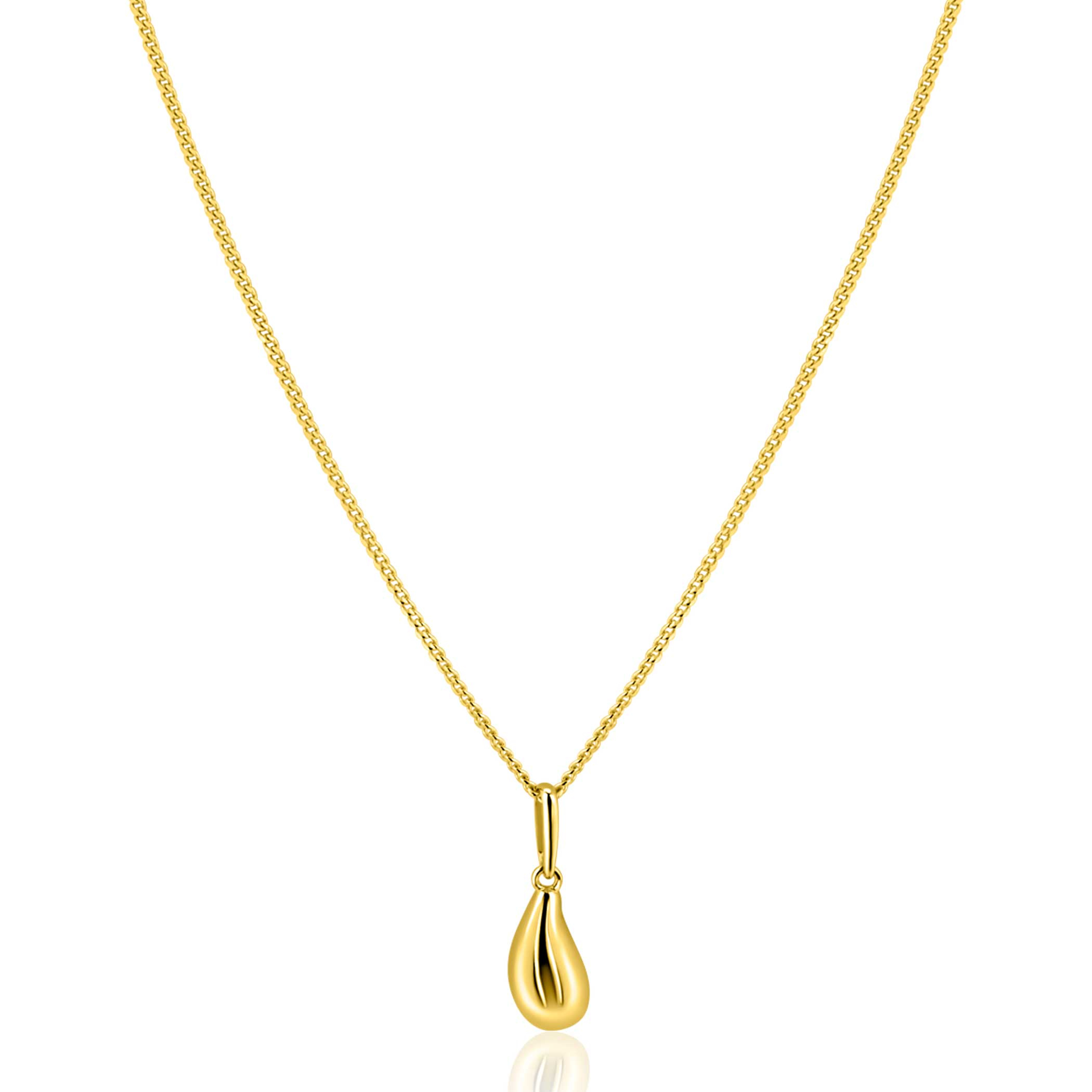 15mm ZINZI Gold 14 krt gouden hanger met organische druppelvorm ZGH558 (zonder collier)
