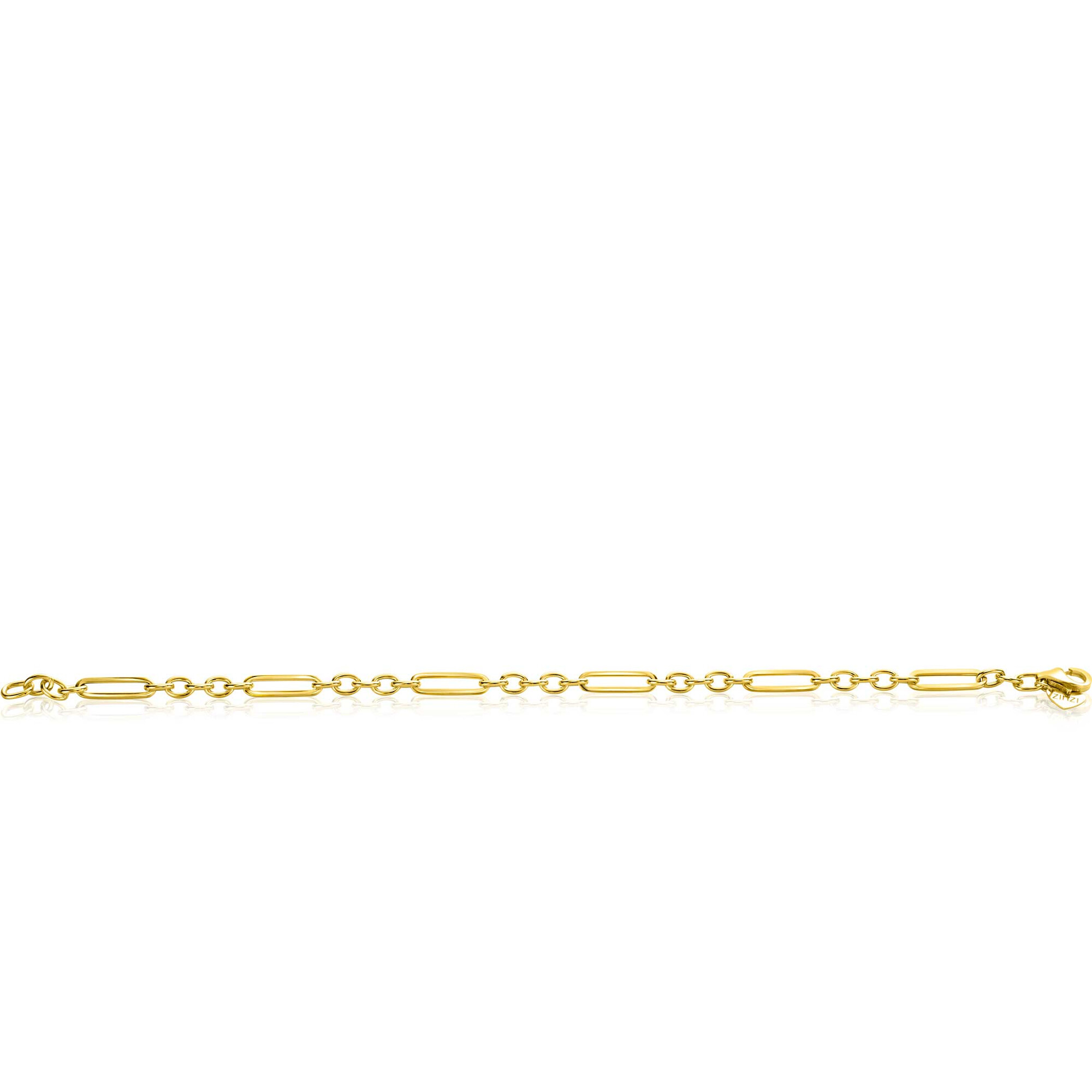 ZINZI Gold 14 karaat gouden armband met trendy paperclip-schakel en ovale schakels van 4mm breed. lengte 19cm ZGA473